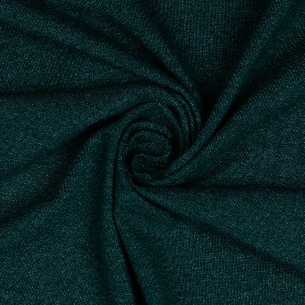 thin cotton jersey - dark green melange 215 g/m²