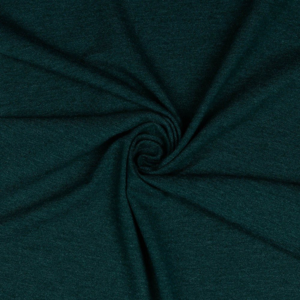 Lightweight cotton jersey - dark green melange 215 g/m²