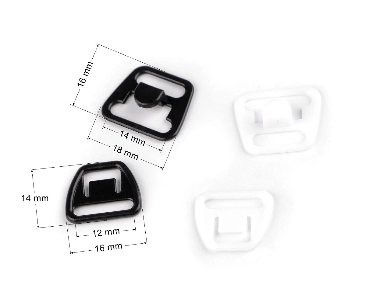 Image of plastic fasteners for bras | 12 mm, pack of 10 pcs. – available at Charlotte's Fabrics