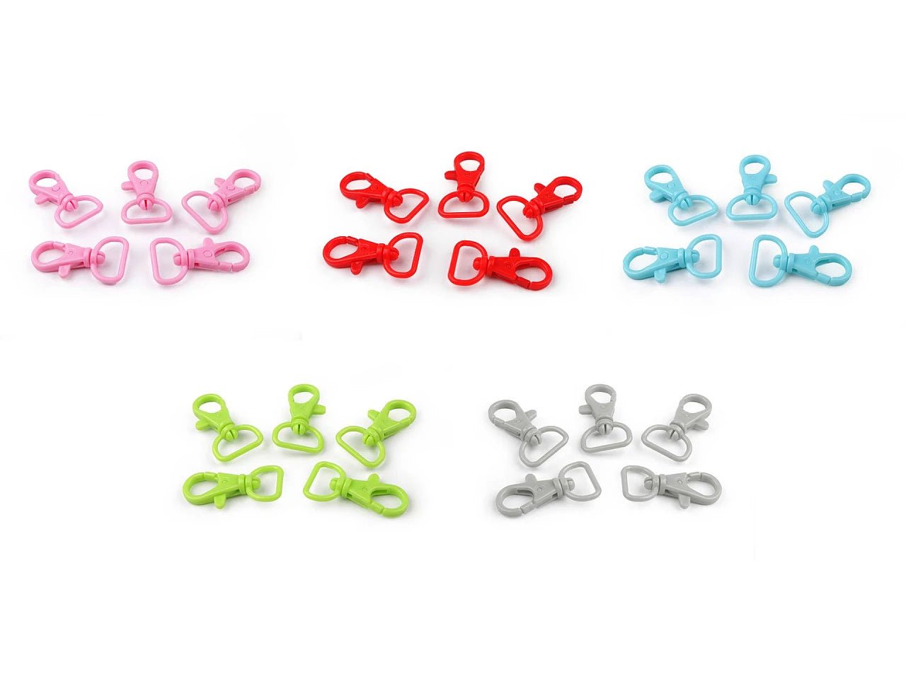 Image of plastic carabiners with swivel mechanism – 17 mm 5 pcs | assorted colors – available at Šarlotes audumi