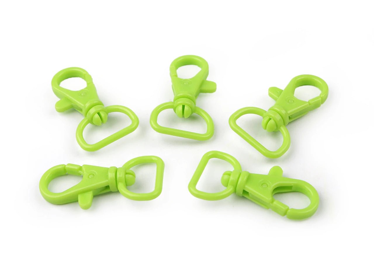 Image of plastic carabiners with swivel mechanism – 17 mm 5 pcs|assorted shades – available at Charlotte's Fabrics