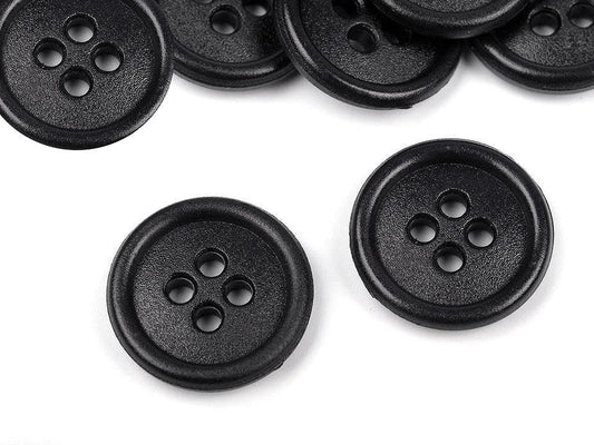 Image of plastic buttons 15 mm - black – available at Šarlotes audumi