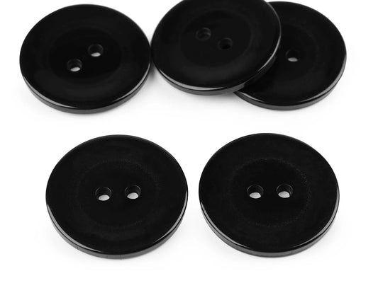 Image of plastic buttons 35 mm - black – available at Šarlotes audumi