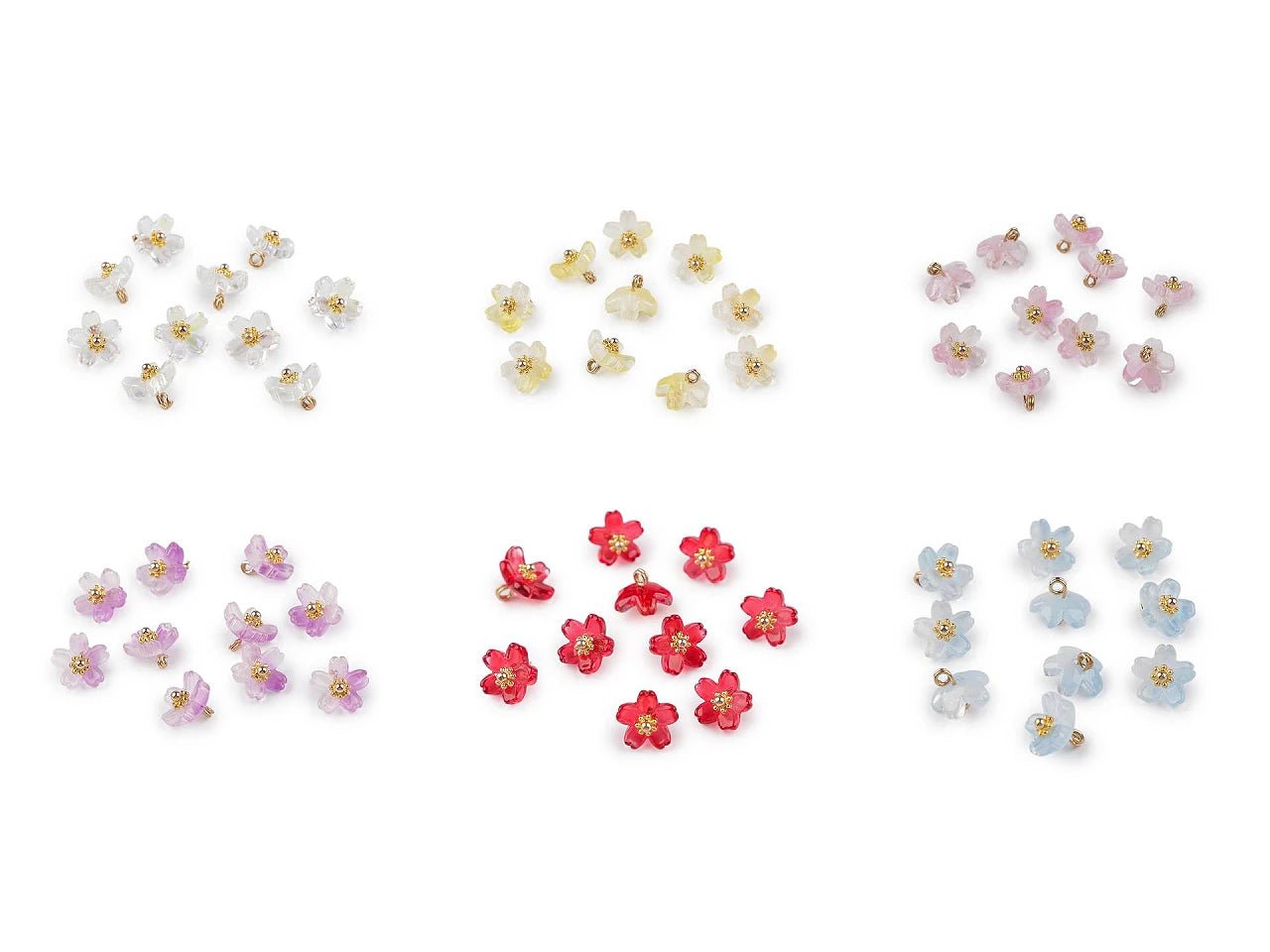 alt
Image with plastic buttons, beads – small flowers with a metal center Ø10 mm | various shades – available at Charlotte's Fabrics
