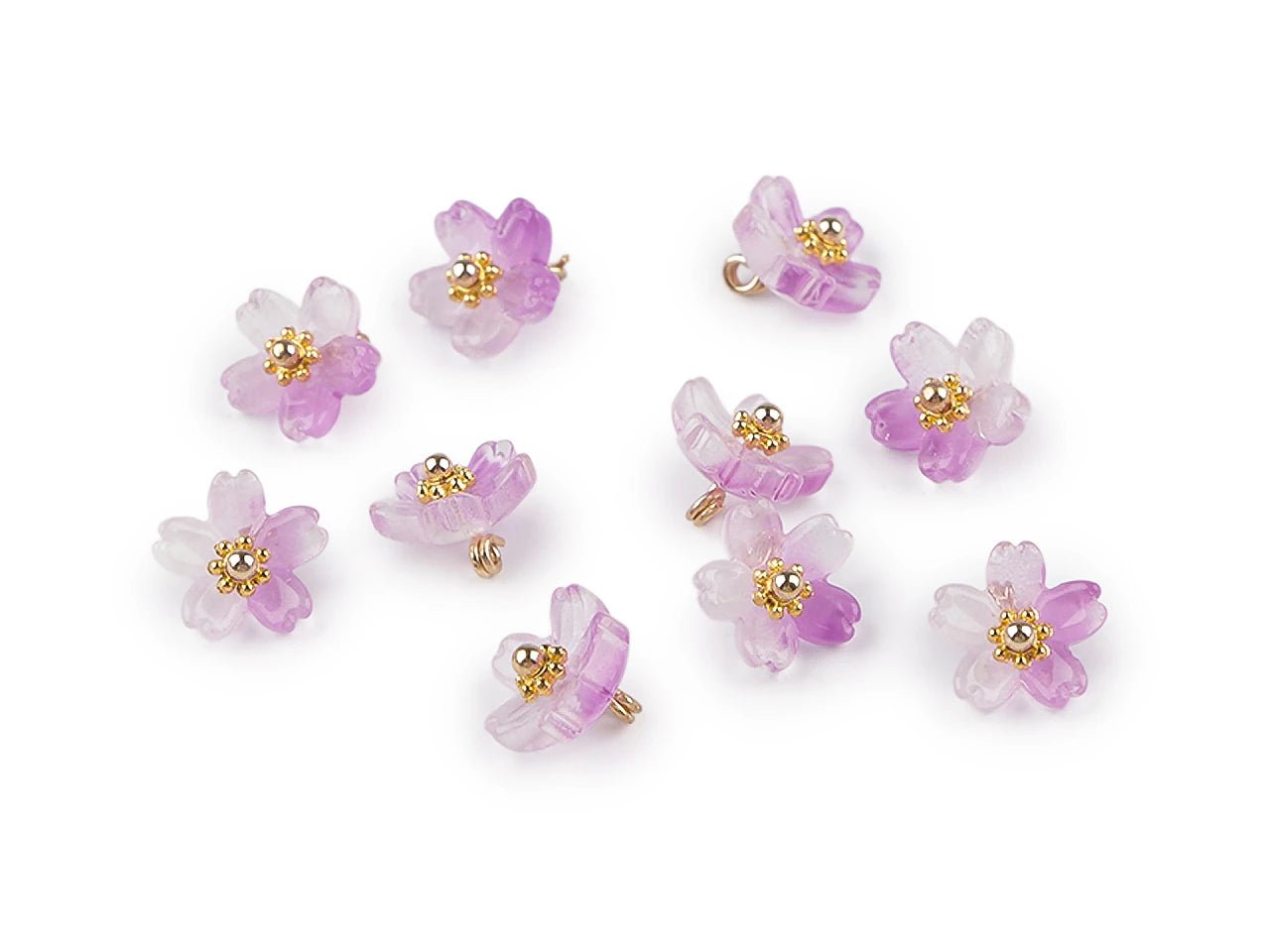 alt
Image with plastic buttons, beads – little flowers with a metal center Ø10 mm| various shades – available at Šarlotes audumi