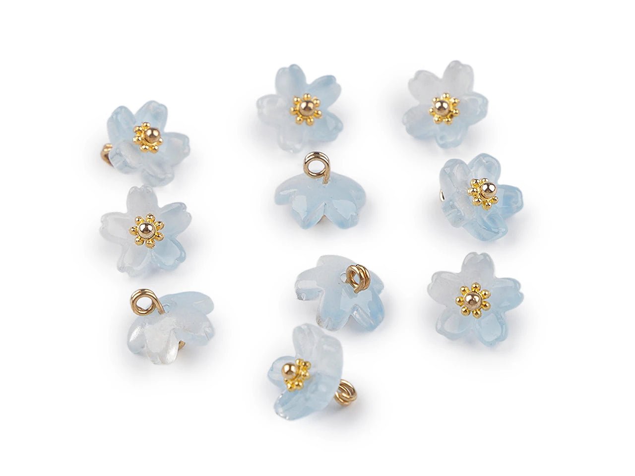 alt
Image with plastic buttons, beads – little flowers with a metal center Ø10 mm| assorted shades – available at Šarlotes audumi