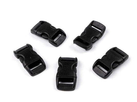 Plastic buckle - connector 10 mm - black (pack of 10 pcs)