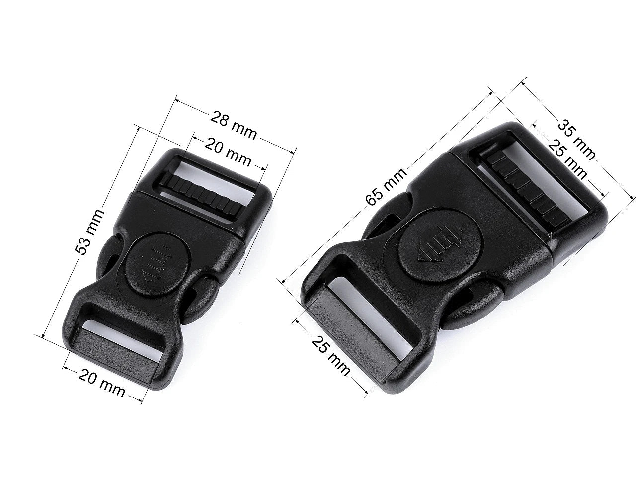 Plastic buckle - connector - frost-resistant 25 mm - black (10 pcs. per set)