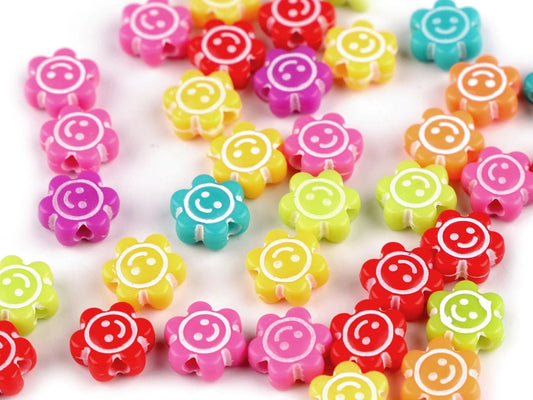 Image of plastic flower beads Ø11 mm 10 g | assorted shades – available at Šarlotes audumi