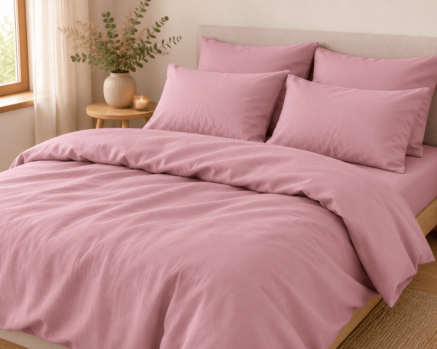 Image of wide 100% cotton fabric – dusty rose, 220 cm – available online Šarlotes audumi