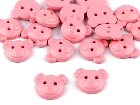 Image with Buttons 22 mm - pink teddy bear – available at Šarlotes audumi