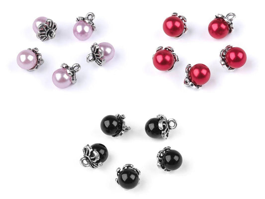 Image of buttons with a pearlescent sheen and metal edge | Ø9 mm | assorted shades – available at Šarlotes audumi