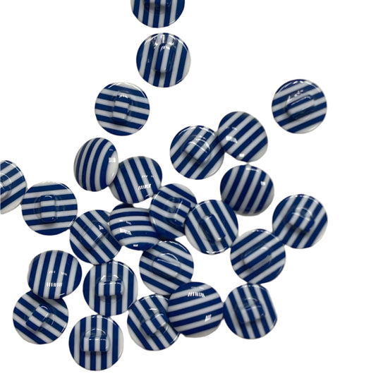 Stud earrings, 13 mm - blue and white striped