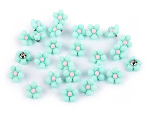 14 mm shank buttons - mint flower