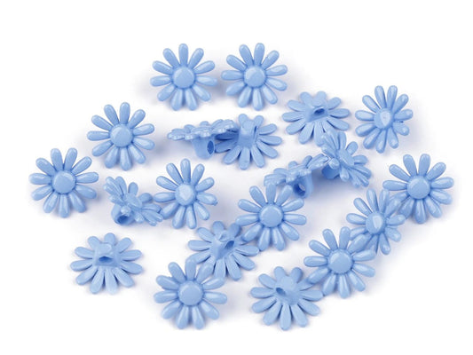 15 mm shank buttons - light blue flower