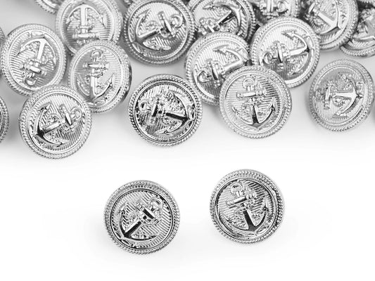 Shank button 15.4 mm - silver anchor