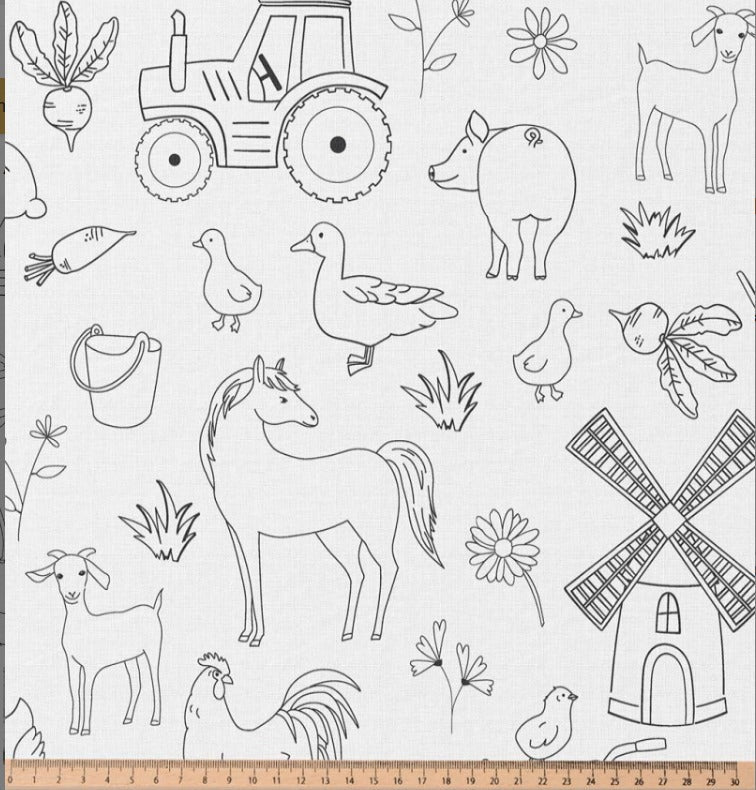 Premium 100% cotton fabric, color-it-yourself farmhouse, 115 g/m² – available at Šarlotes audumi