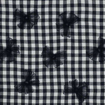 Image with Premium 100% cotton fabric - black and white with tulle bows 166 g/m² – available at Šarlotes audumi
