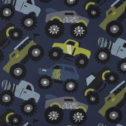 Tkanina premium 100% bawełniana – monster trucki 115 g/m²