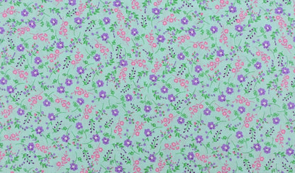 Premium 100% cotton fabric - flowers on a blue background 115 g/m²