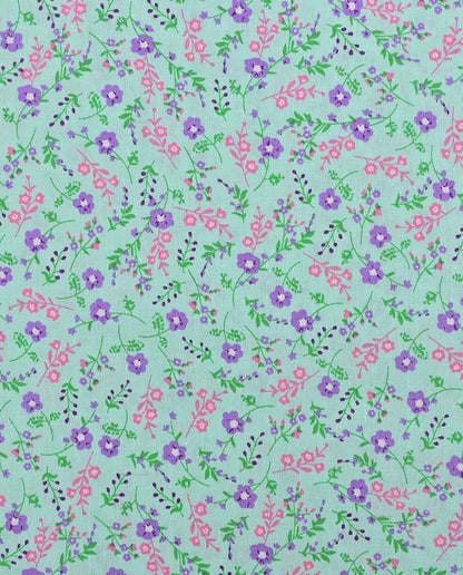 Premium 100% cotton fabric - flowers on a blue background 115 g/m²