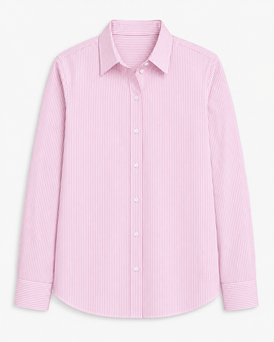 Image of Premium 100% cotton fabric - pink 3 mm stripes, 110 g/m² – available at Šarlotes audumi