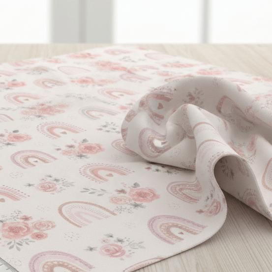 Obraz z premium tkaniny 100% bawełnianej – różyczki z tęczami 130 g/m² – dostępny w Šarlotes audumi