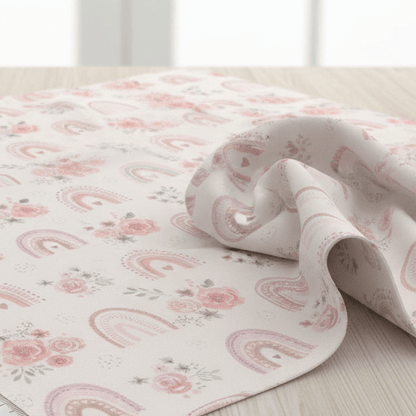 Obraz z premium tkaniny 100% bawełnianej – różyczki z tęczami 130 g/m² – dostępny w Šarlotes audumi
