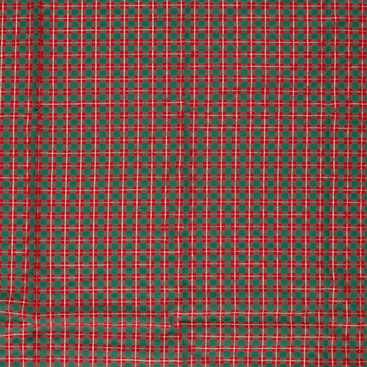 Premium 100% cotton fabric with Scottish check and gold accents 120 g/m² – available online at Šarlotes audumi
