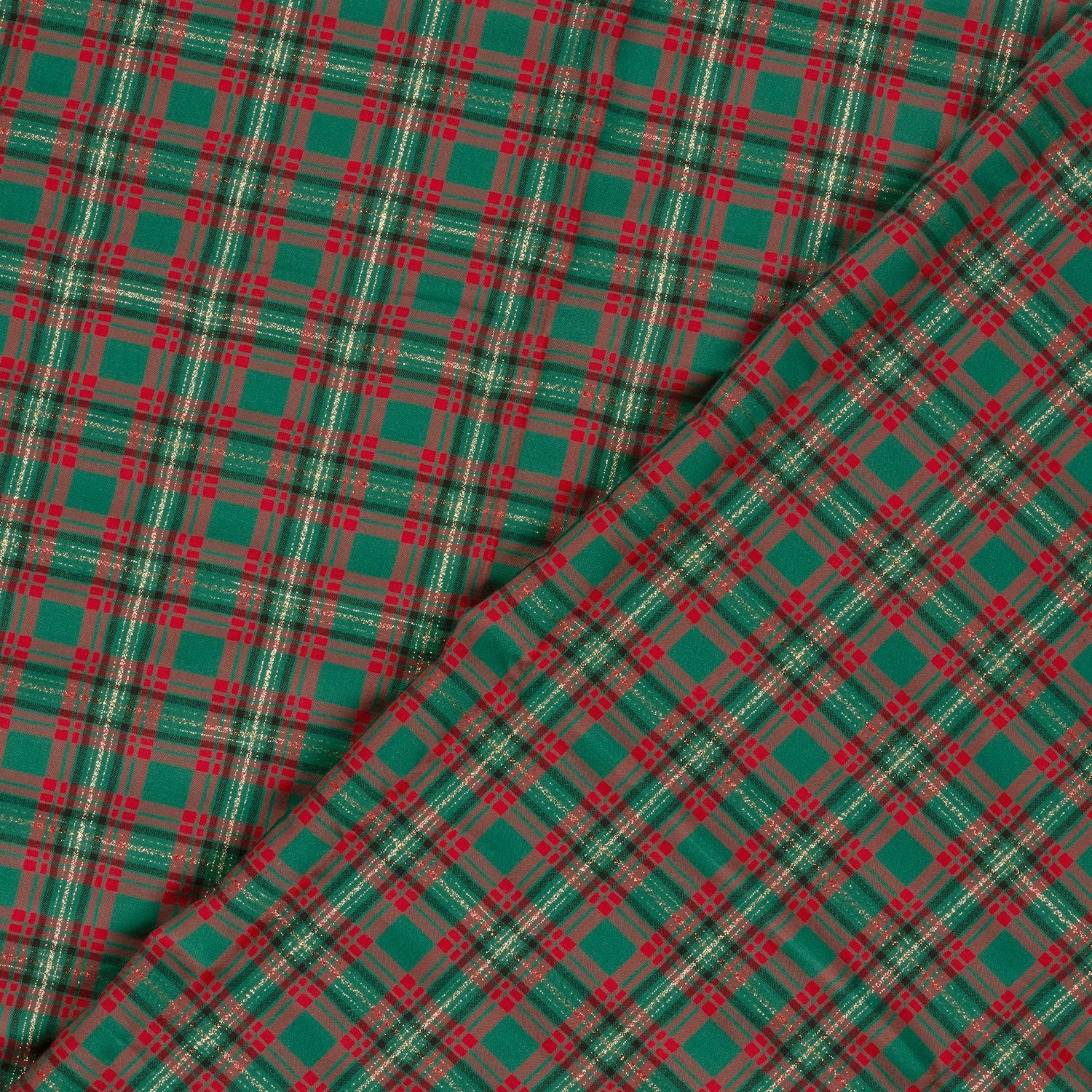 Image of Premium 100% cotton fabric - gold shimmer check pattern 120 g/m² – available online at Šarlotes audumi
