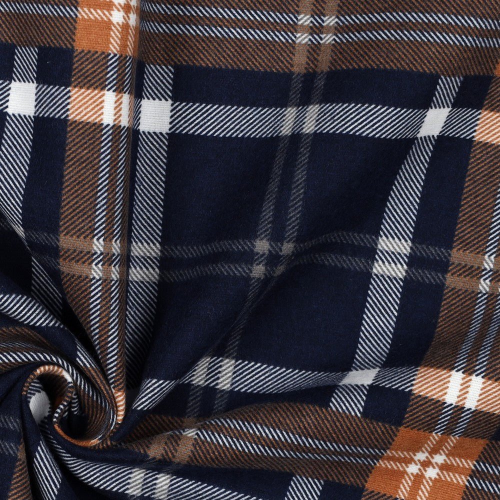 Premium Flannel - blue and brick-red plaid 165 g/m²