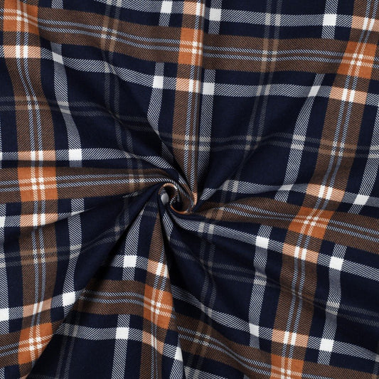 Premium Flannel - blue and brick red plaid 165 g/m²