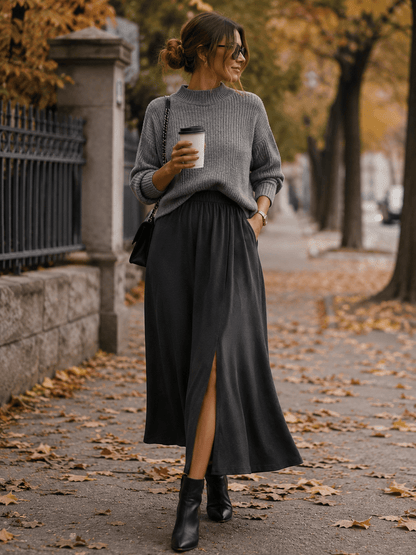 Zdjęcie tkaniny z wełny Merino Premium – ciemnoszarej – dostępnej online w Šarlotes audumi