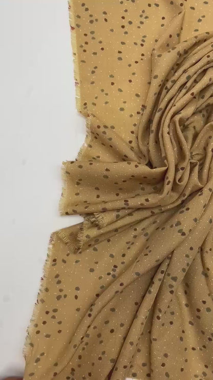 Italian acrylic fabric with beige and brown dot pattern 130 g/m²