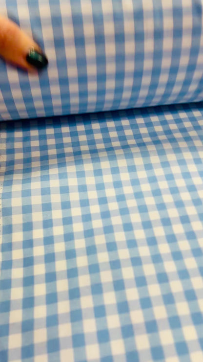 Half-cotton fabric, blue checked, 90 g/m²
