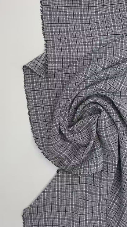Italian 100% cotton gray plaid fabric 195 g/m²