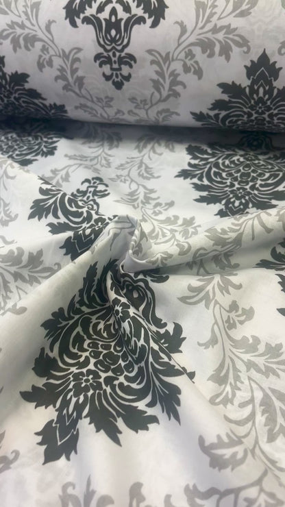 100% bawełniana tkanina, szary i czarny wzór 130 g/m²