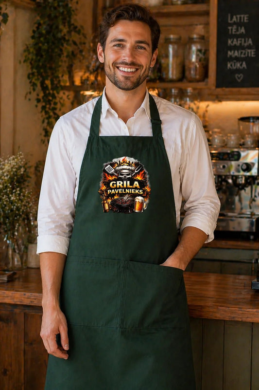 Image of the "Grill Master" apron – available at Šarlotes audumi
