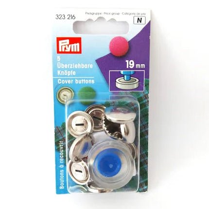 Image of Prym button covers with tool | 19 mm | 5 pcs. | silver/gold – available at Šarlotes audumi