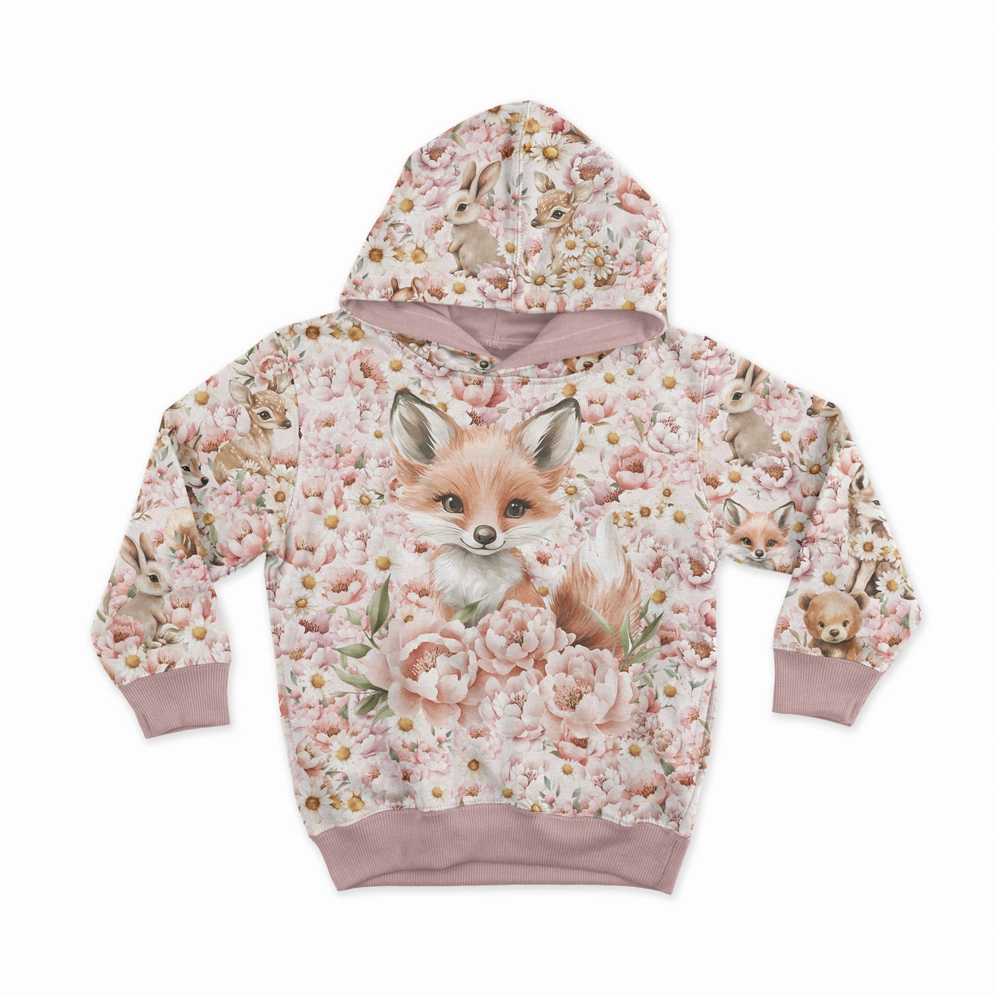 Loop-knit panel - daisies and peonies, fox cub 250 g/m² | Design-05