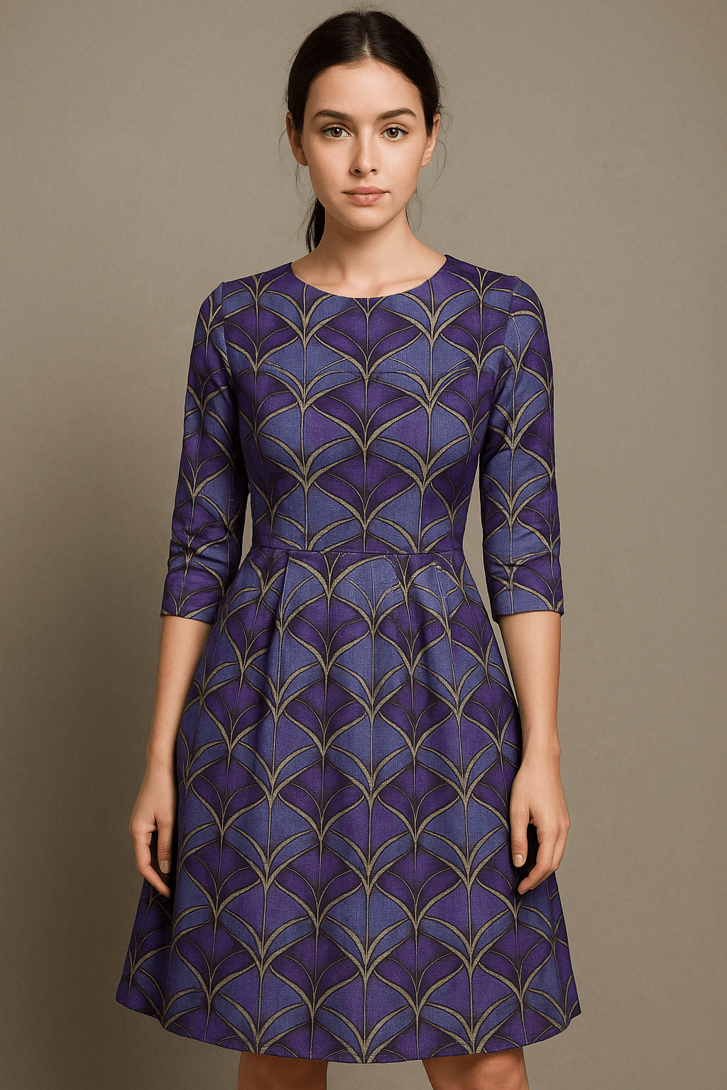 Punta di Roma knit fabric - purple abstract pattern 240 g/m²