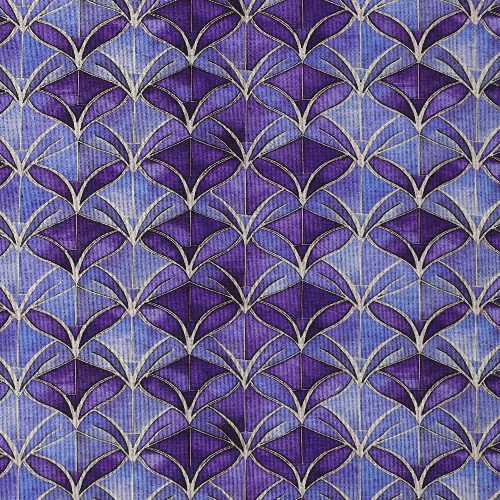 Punta di Roma knit fabric - purple abstract pattern 240 g/m²