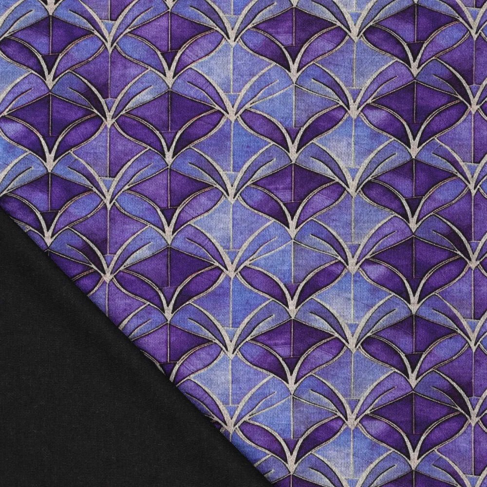 Punta di Roma knitted fabric - purple abstract pattern 240 g/m²