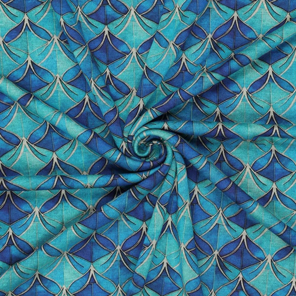 alt
Image with Punto di Roma knit fabric - blue abstract pattern 240 g/m² – available at Šarlotes audumi