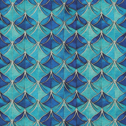 Image with Punto di Roma knit fabric - blue abstract pattern 240 g/m² – available at Šarlote fabrics