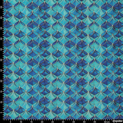 Image of Punto di Roma knit fabric - blue abstract pattern 240 g/m² – available at Šarlotes audumi