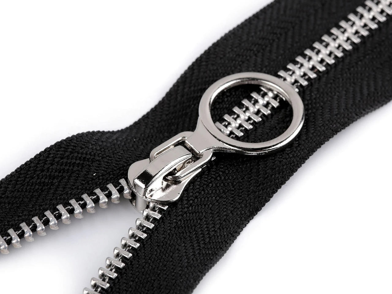 Image of a zippered metal closure - black silver - available at Charlotte's Fabrics