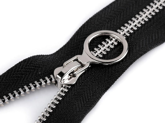 Image of a zippered metal closure - black silver - available at Charlotte's Fabrics