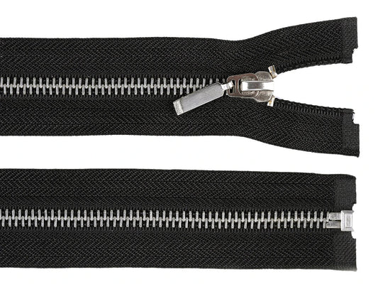 Separating metal zipper - black silver