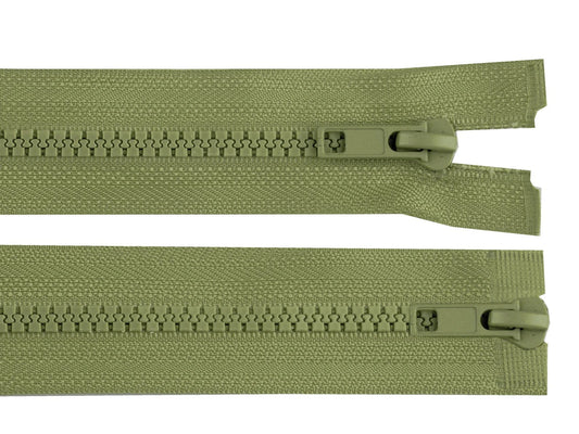 Image with double-sided tractor zipper - khaki – available at Charlotte's Fabrics